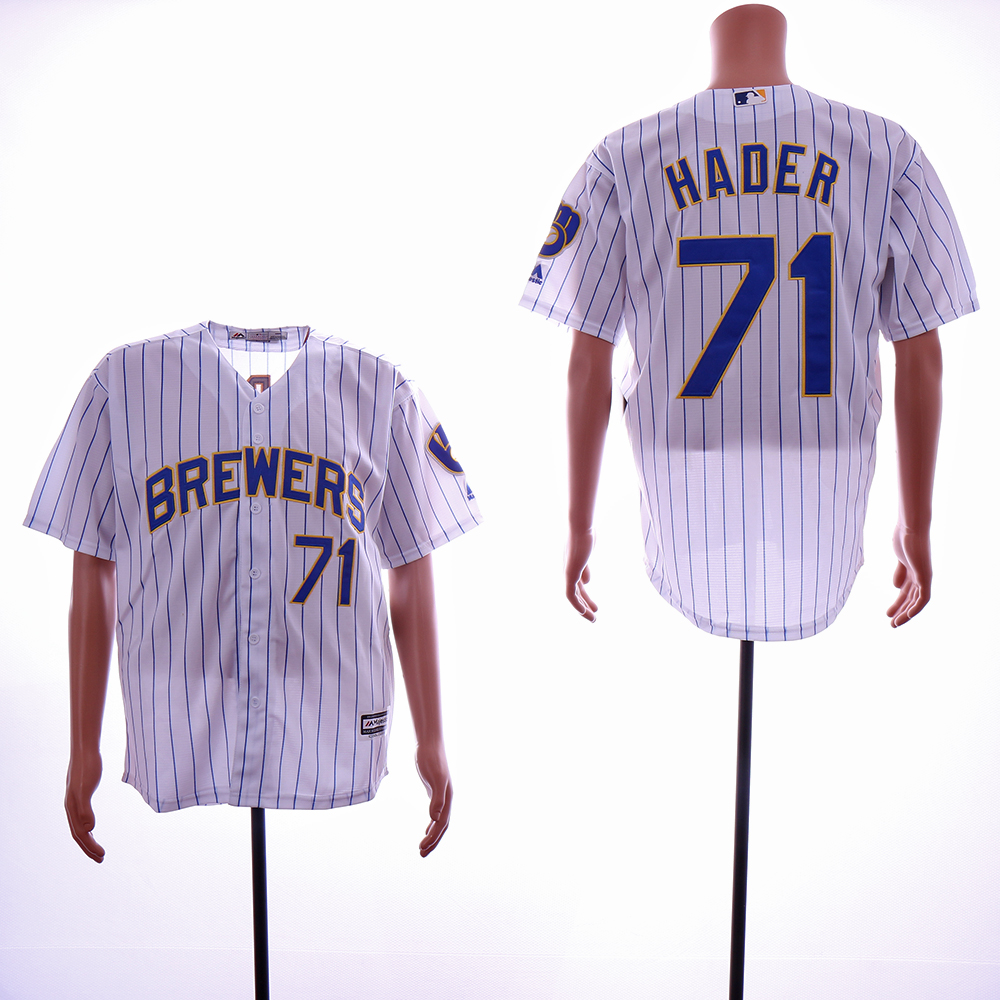 Men Milwaukee Brewers #71 Hader White Game MLB Jerseys